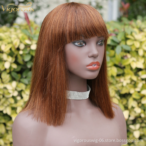 Silk base blonde straight bangs cheap wholesale glueless private label inch brazilian 100% real human hair wig black women